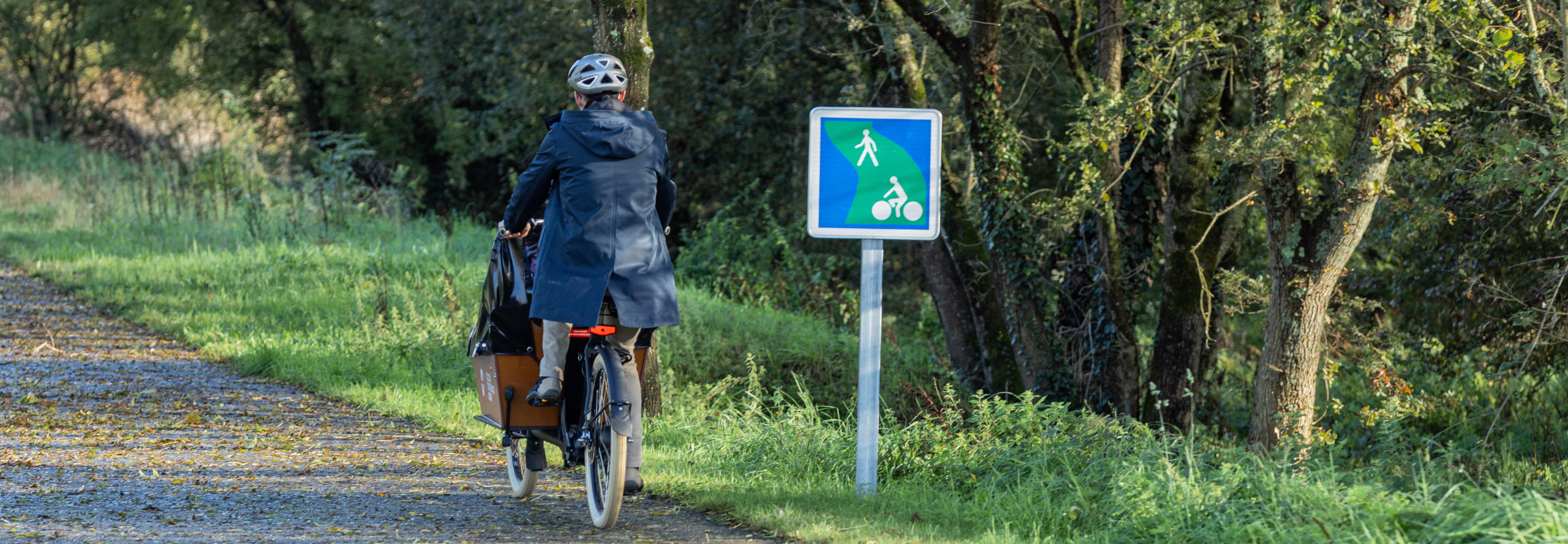 Homme avec un vélo sur une voie cyclable